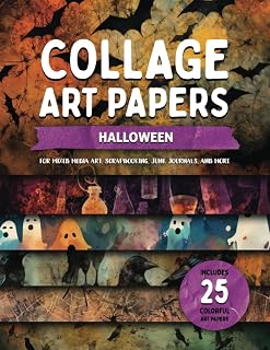 Collage Art Papers - Halloween (For Mixed Media Art, Scrapbooking, Junk Journals, and More): Large 8.5 x 11 Scrapbook Pages with Vibrant and Colorful Designs