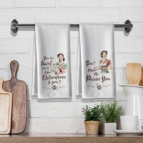 Miniatura 5 de Toallas de cocina, trapos de cocina divertidos con temas de bromas, 16 x 24, paquete de 2, toalla de barra de microfibra, toallas de mano