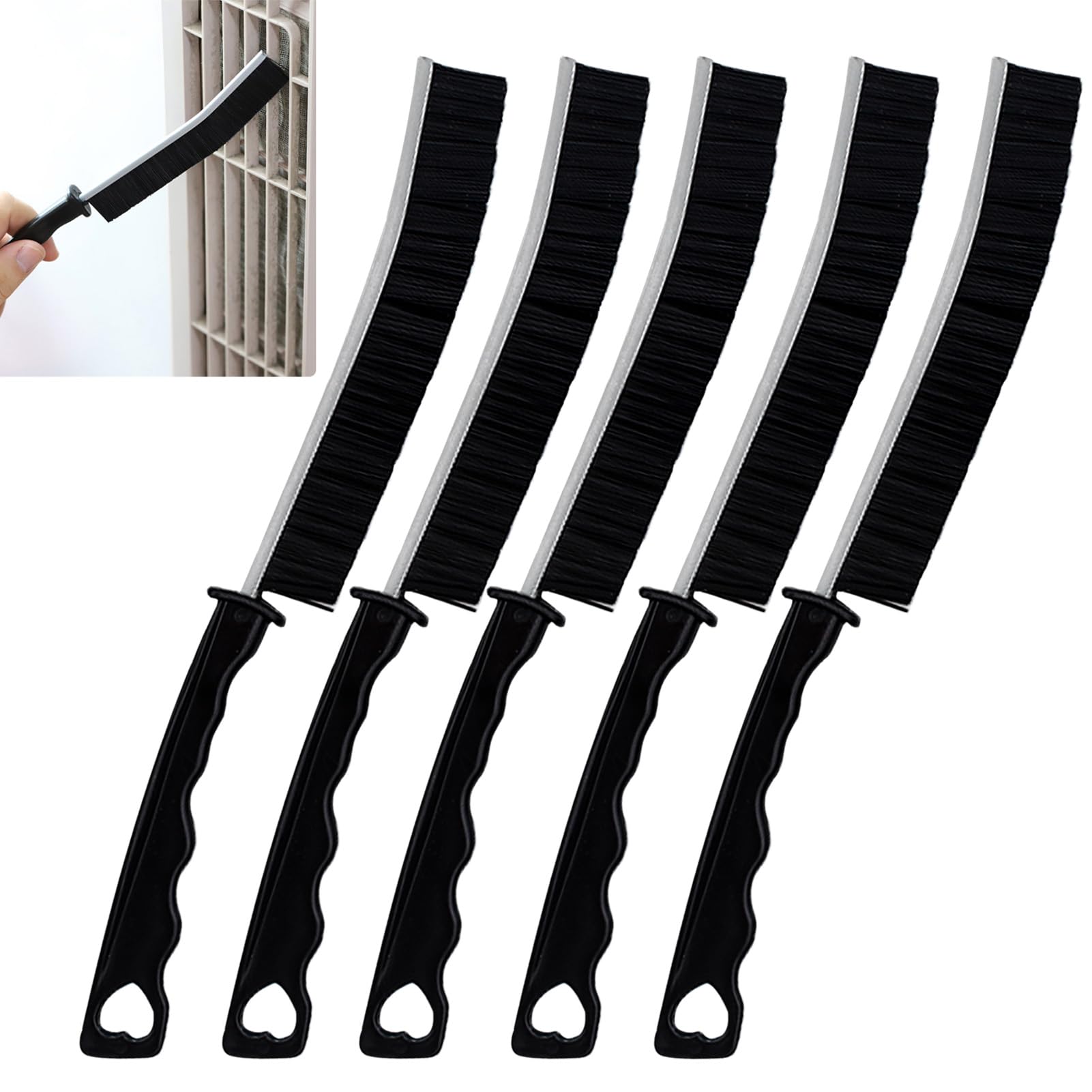 5Pcs Crevice Cleaning Brush UK,Grout Cleaning Brushes,Magic Bathroom Tile Groove Gap Thin Cleaner Brush for Home Kitchen Bathroom Toilet (Black)