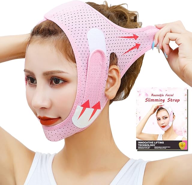 Face Slimming Strap, Double Chin Reducer, V Shaped Mask Chin UP Face Lifting Belt for women, Anti- Wrinkle Face Mask, Lifting Bandage for Shaggy Skin- COOLWAS