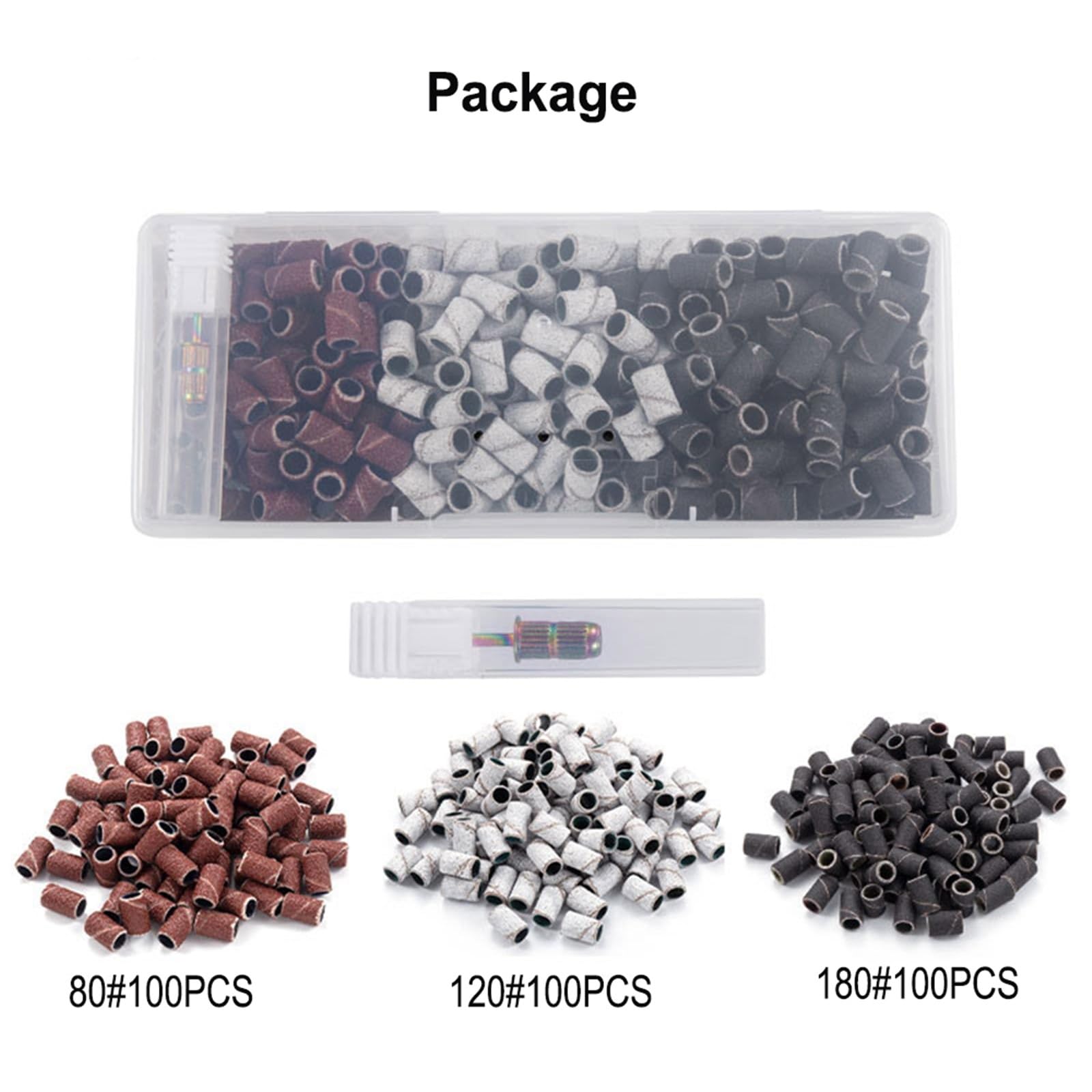 Fresas Torno Para UñAs Máquina de manicura y pedicura, cabezales molienda, brocas for quitar esmalte Gel para Manicura(GritBrown100Pcs)