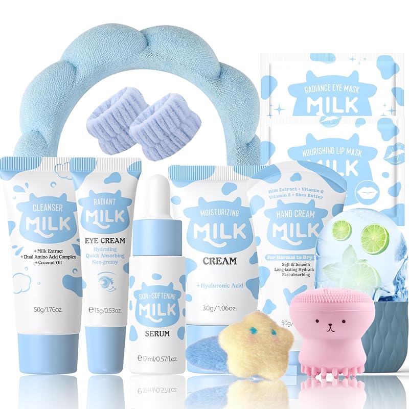WOUGLAY Conjunto de cuidados da pele com leite, 13 peças