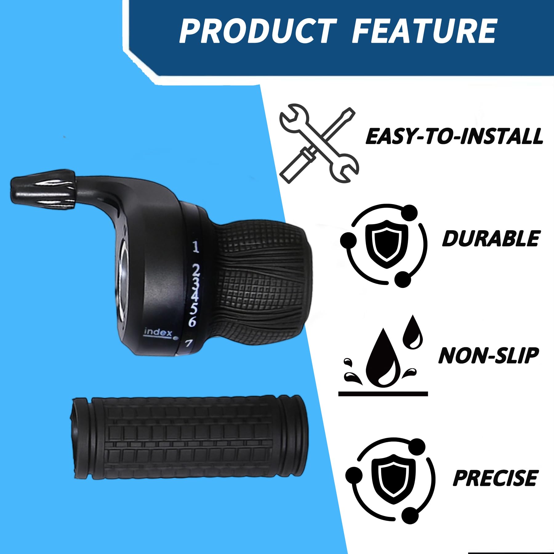 Fredertent Bicycle 21 Speed Twist Shifter Lever 3 x 7 Speed Grip Revoshift Shift Lever Set, 3x7 Speed Grip Shift Left and Right Shifter for Mountain Bike (H106)