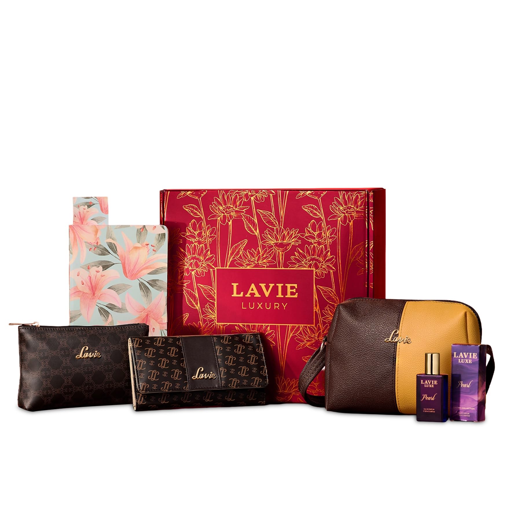 lavie Scarlet Sally Gift Box for Women | Wallet Sling, Perfume, Utility Pouch & Diary | Ideal Festive Gift for Friends | Handcrafted Accessories (Pack of 5)-picture-13