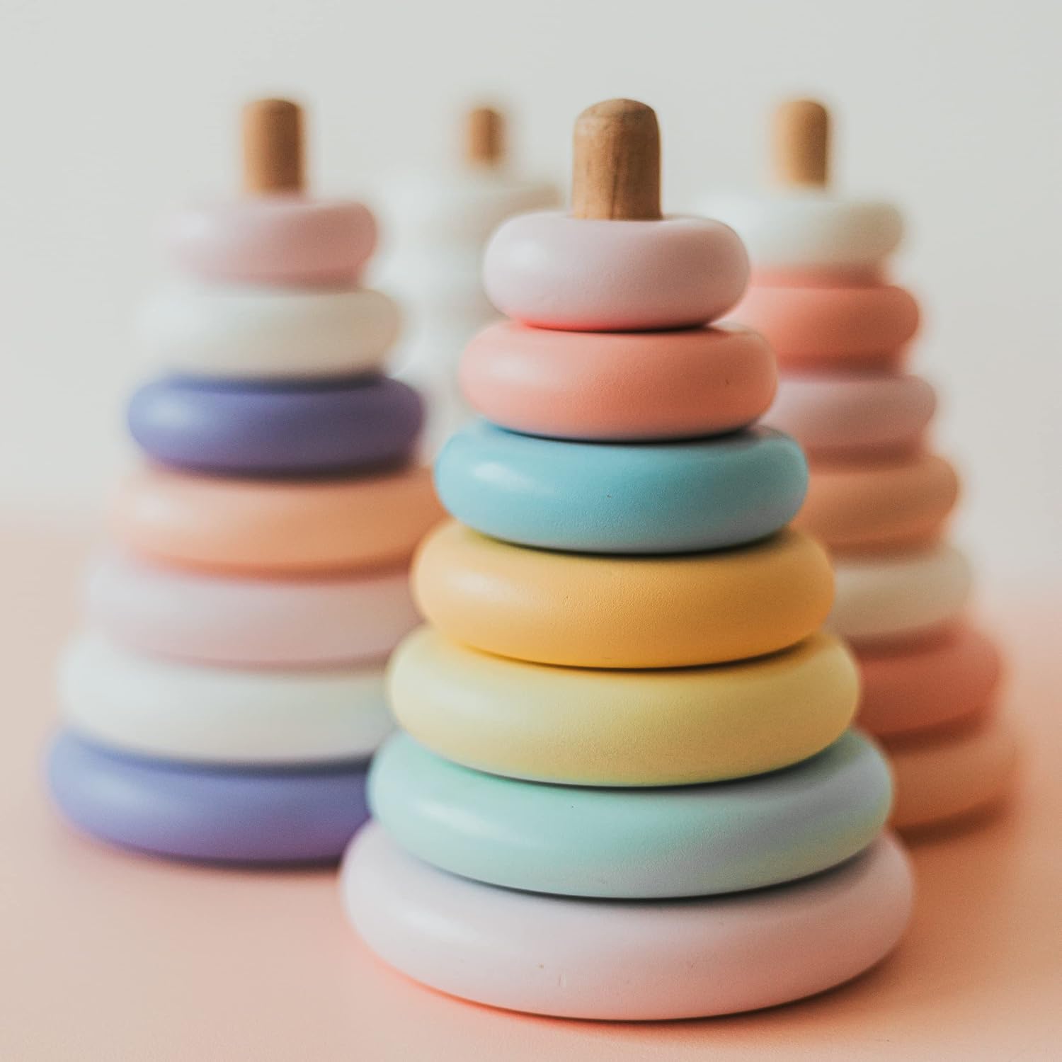 BUSY PUZZLE Wooden Ring Stacker, Baby Nursery Decor, Wooden Baby Toy, Montessori Toys, Pyramid Toy, Sensory Toy, Stacking Toys