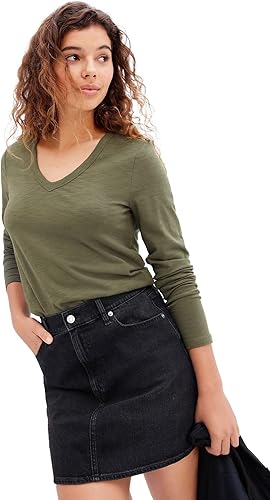 Gap Camiseta Foreversoft de manga larga con cuello en V para mujer