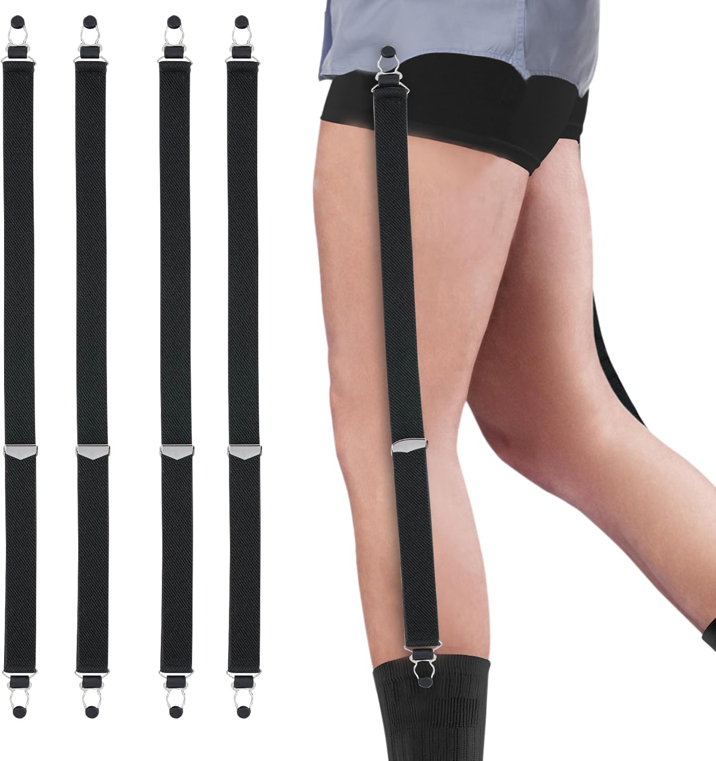 Hold’Em Garter Grip Shirt Stays MADE IN USA Ultra Soft Plush Elastic with Durable Everlasting Garter Grips