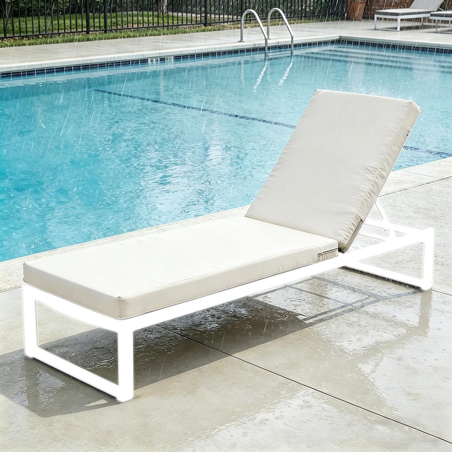 80 x 26 Inches Chaise Lounge Cushions Outdoor Replacement for Pool Side Waterpoof Patio Lounge Chair Cushions, Beige