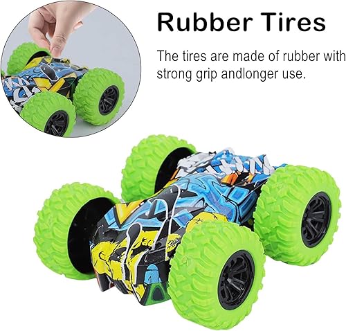 Miniatura 4 de 4 piezas Doodle Monster Toys Truck Vehículos de fricción de doble cara, voltean a prueba de golpes, vehículos de inercia para niños pequeños,