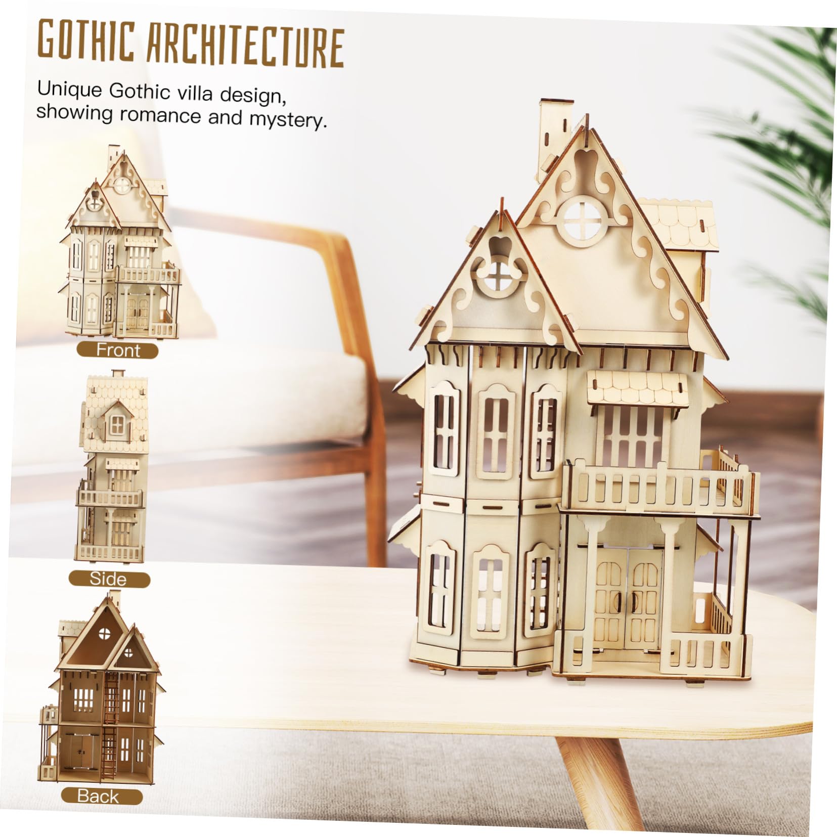 Puzzle de Madera Casa Gótica Montaje Fácil Decoración Duradera para Adultos y Creatividad y