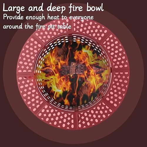 Miniatura 4 de Fogata de 36 pulgadas con 2 parrillas, fogata de leña para exteriores con tapa, póquer y cubierta redonda impermeable, barbacoa y hoguera al aire