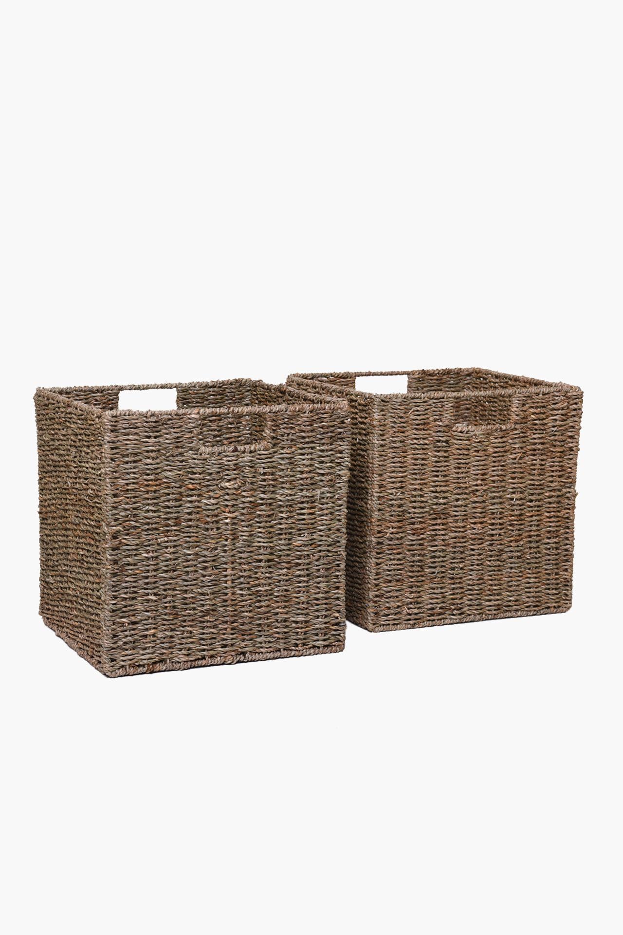 VIVANNO 2 Panier d'étagère Panier d'armoire jonc de mer pour Ikea Kallax/Expedit nature