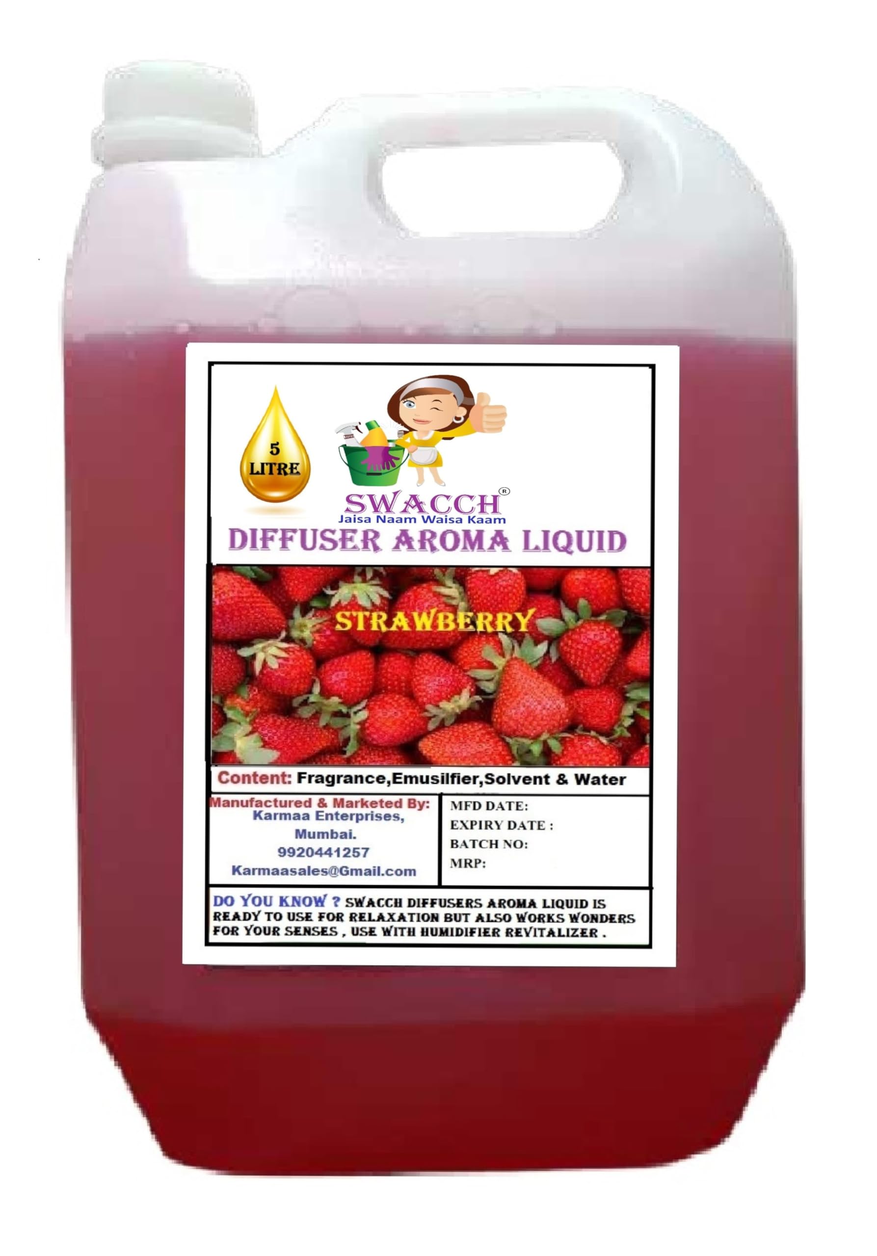 swacch Diffuser Aroma Liquid Strawberry Ready to use 5 Litre I Home Fragrance I Best for Aromatherapy I Helps in Meditation I Used in Diffusers I Water Based-image-22