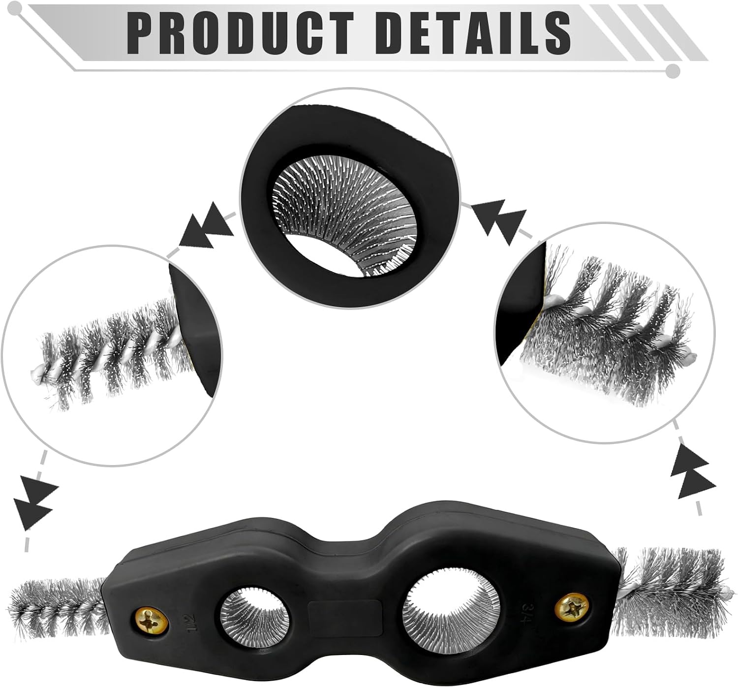 4 in 1 Car Battery Terminal Cleaning Brush, Anti-Rust Cleaner Brush Tool for Automotive Marine, Copper Pipe Brush for Plumbing Soldering Brazing, Universal Car Accessories (Black) image 3