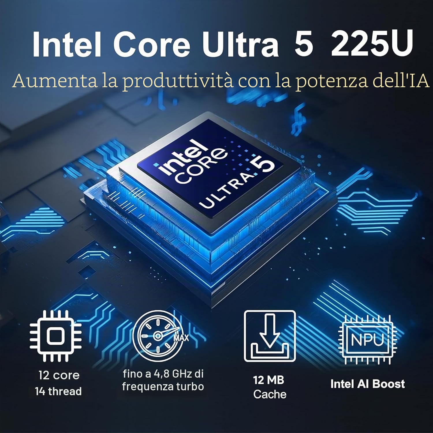 Lenovo ThinkPad T14 G6 AI Business Laptop 14 pollici FHD+ Display, Intel Ultra 5 225U, 16GB DDR5 RAM, 512GB SSD, 5MP FHD Webcam, impronte digitali, retroilluminato KB, Wi-Fi 6E, 2 Thunderbolt 4 - Nero