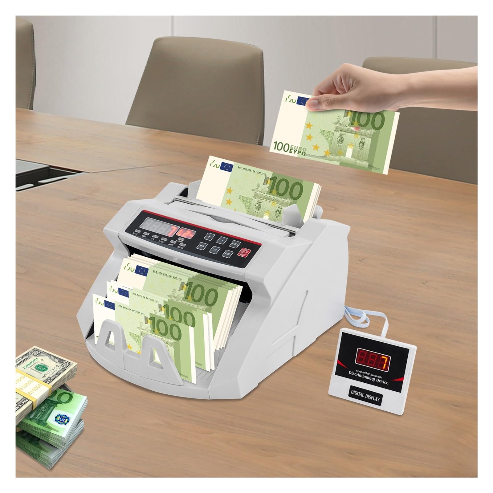 Compteur d'argent, Compteur d'argent 4 en 1, détecteur de billets et devises portable 900 billets/min for les banques
