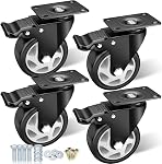 Casters, 4" Caster Wheels,Casters Set of 4 Heavy Duty - ASRINIEY Orange Polyurethane Castors, Top Plate Swivel Wheels, 4-Pack Industrial Casters with Brake, Locking Casters for Furniture and Workbench