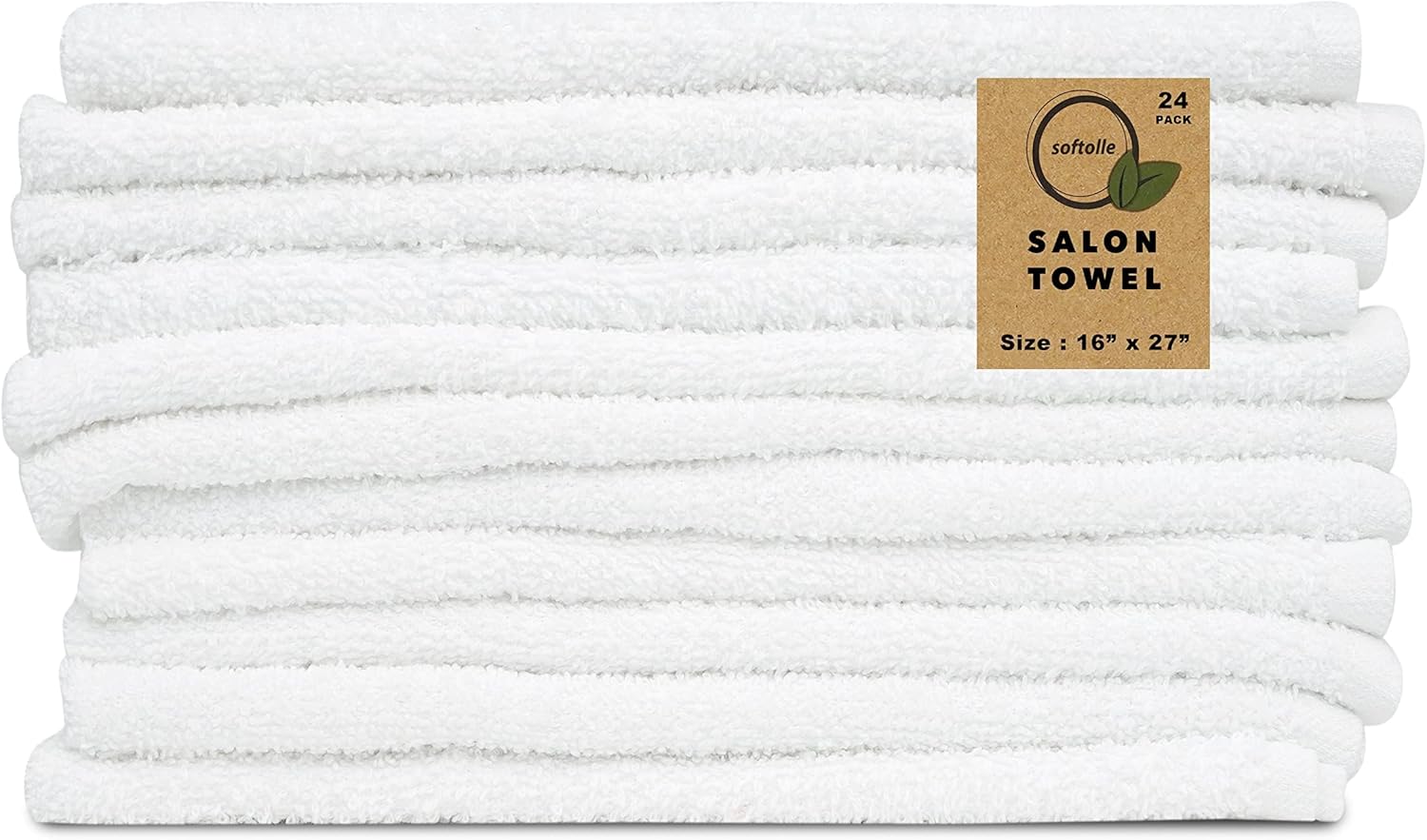 Softolle Salon Towels – Pack of 24 (16"x27") 100% Cotton Ring Spun – Ultra Soft, Highly Absorbent Hand Towels – Bulk for Spa, Gym & Salon (White, Salon Towels – Pack of 24 (16"x27")