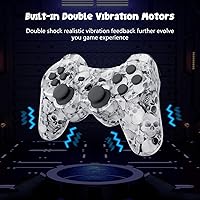 Vista 5 de Controller for PS-3 Wireless, Gaming Remote Joystick for Play 3 with Charger Cable Cord (Black Ghost, White Skull)