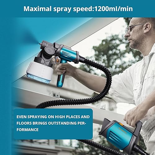 Miniatura 7 de Tilswall Pulverizador de pintura HVLP de 800 W con contenedor de 44.0 fl oz, pistola pulverizadora de pintura eléctrica con 4 boquillas y 3 patrones