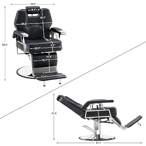 Miniatura 3 de BarberPub Silla de peluquería reclinable de alta resistencia Silla hidráulica multiusos para estilista de peluqueros Spa Beauty Shampoo Equipment