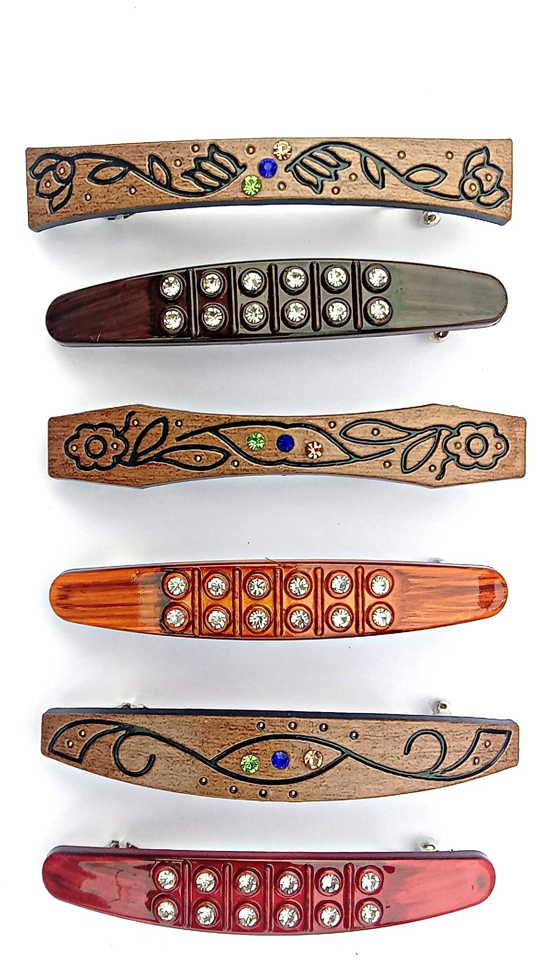 Improved Wooden Quality Dark Colour Hair Clip Back Pin, Made For Girls Women, Pack of 6 with Plastic Made Stone Art 0515, Multicolor (B09275WXJS) Amazon Price History, Amazon Price Tracker