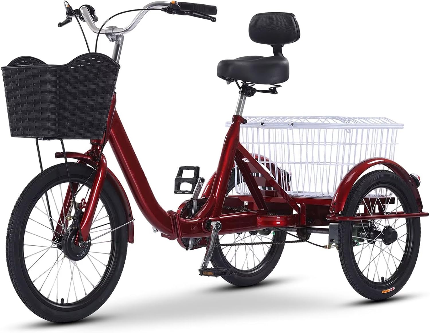 Triciclo Plegable para Adultos con Cesta de Compras Rojo miniatura 1