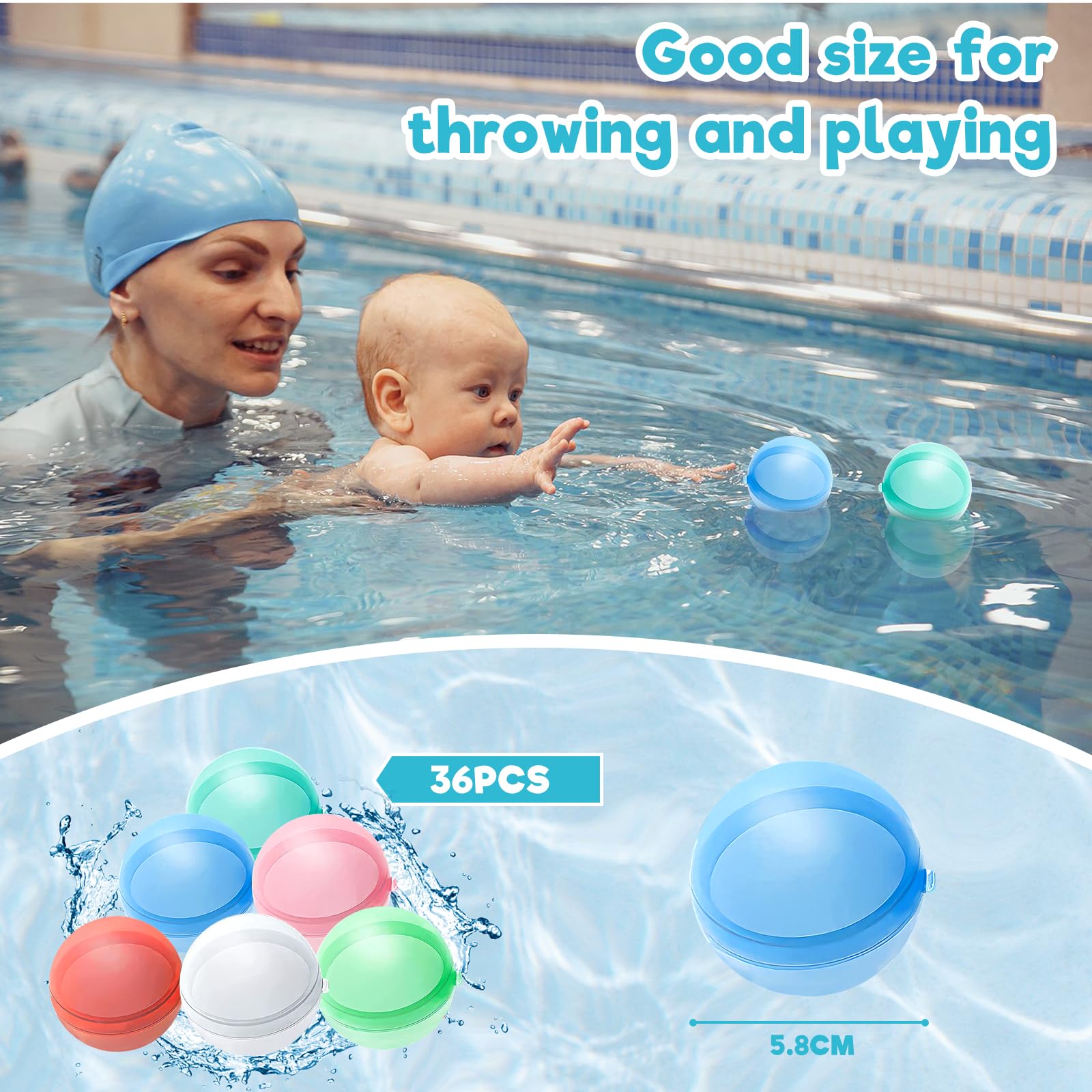 Purpledi 36 PCS Palloncini d'acqua Riutilizzabili, Autosigillanti e Riempimento rapido gavettoni, Bombes D'acqua a Riempimento Rapido per Feste Estive Piscina Spiaggia Giardino Palloncini Gioco