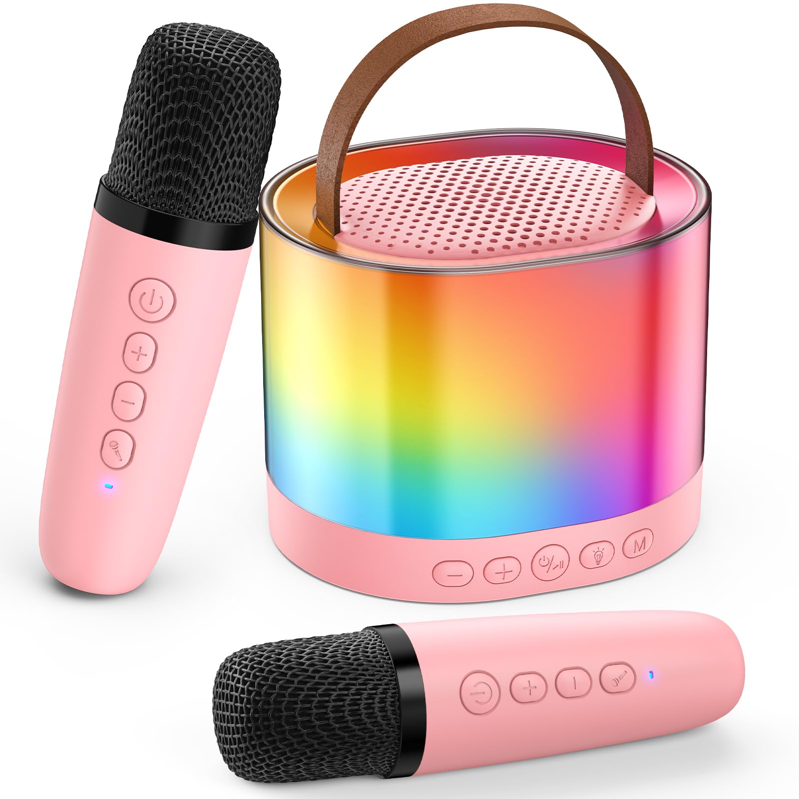 Karaoké Portable Enfant JAUYXIAN Avec 2 Micros Sans Fil - Lumières LED Et Effets Sonores