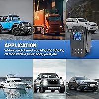 Vista 7 de Anina Juego de 4 interruptores basculantes de 4 pines SPST 20A/12V 10A/24V con calcomanía de brillo nocturno, luz LED azul, impermeable, interruptor