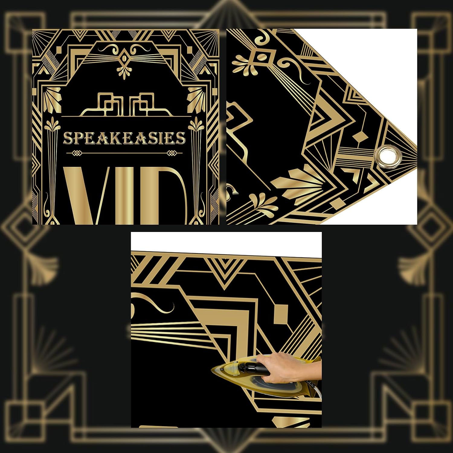 VIP Entrance Door Cover Decor: Roaring 20s Gatsby Theme Party Decorations - Jazz Style 1920 s VIP Door Banner for Retro Birthday Retirement Movie Night New Year Bachelor Event Decor Supplies