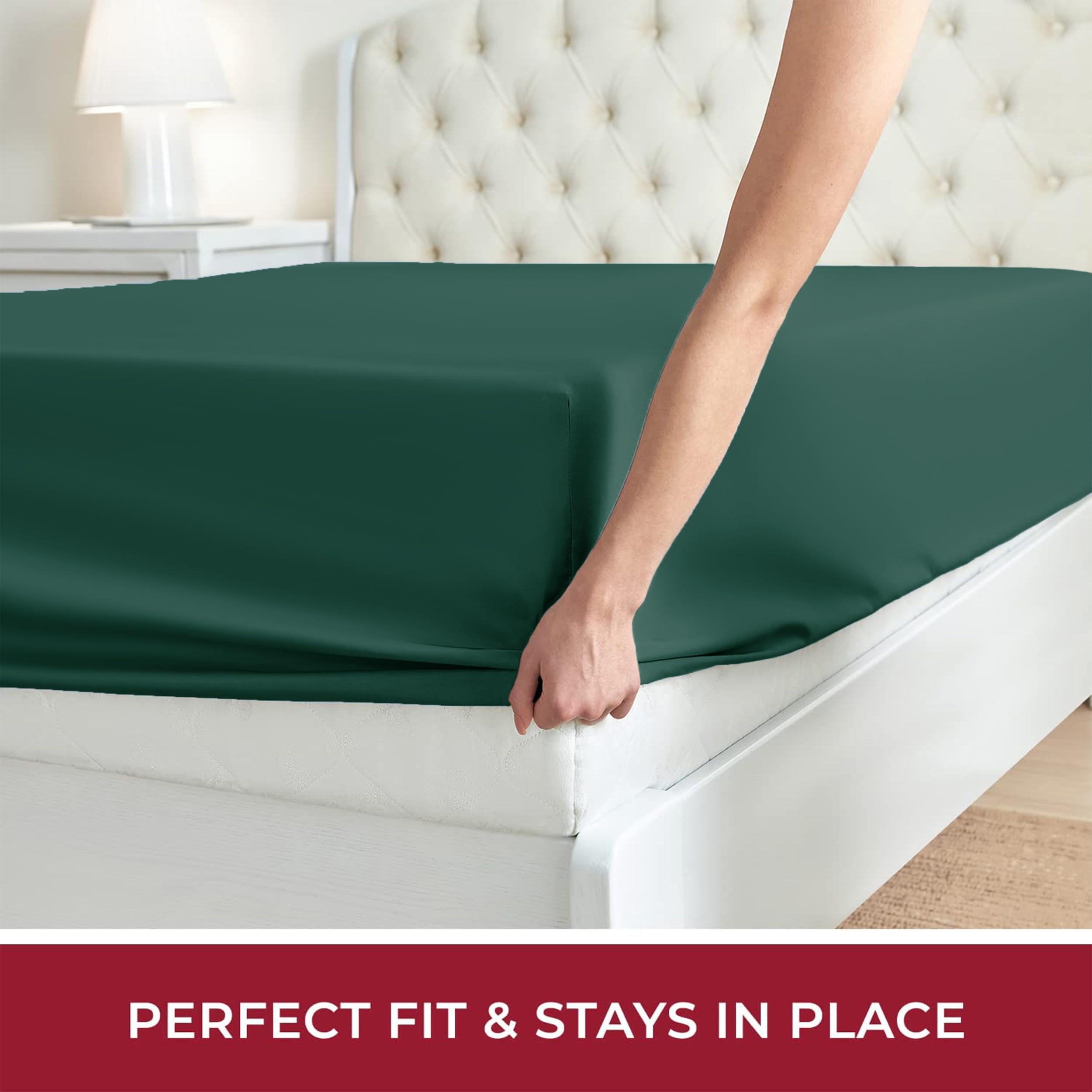 Hafaa Super King Bed Sheet Bedding 40 Cm Extra Deep Fitted Sheets Emerald Soft Brushed Microfiber Fabric Elastic Corners Breathable Shrinkage Fade-Resistant Bedsheets - Image 3
