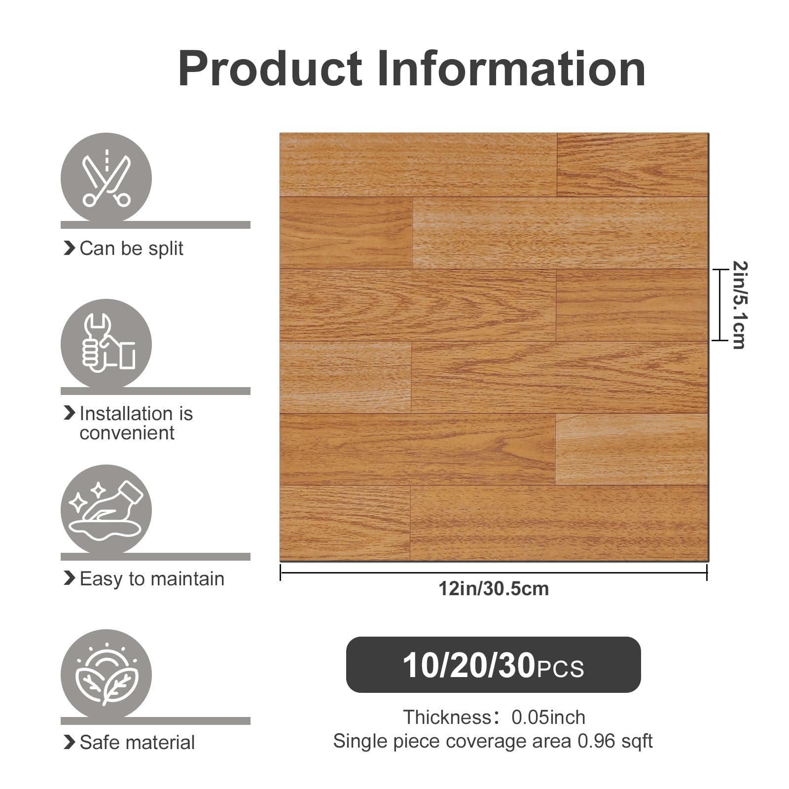 Piastrelle autoadesive per pavimenti in vinile, 30,5 x 30,5 cm, effetto assi fai da te, per cucina, bagno, camera da letto, soggiorno, 30 piastrelle in legno di quercia chiaro