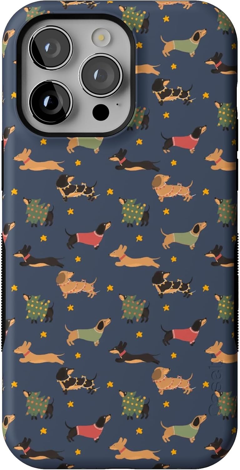 Casely iPhone 14 Pro Max Case | Dashing Doxies | Dachshund Dog | Bold Protective Case Design | Compatible with MagSafe