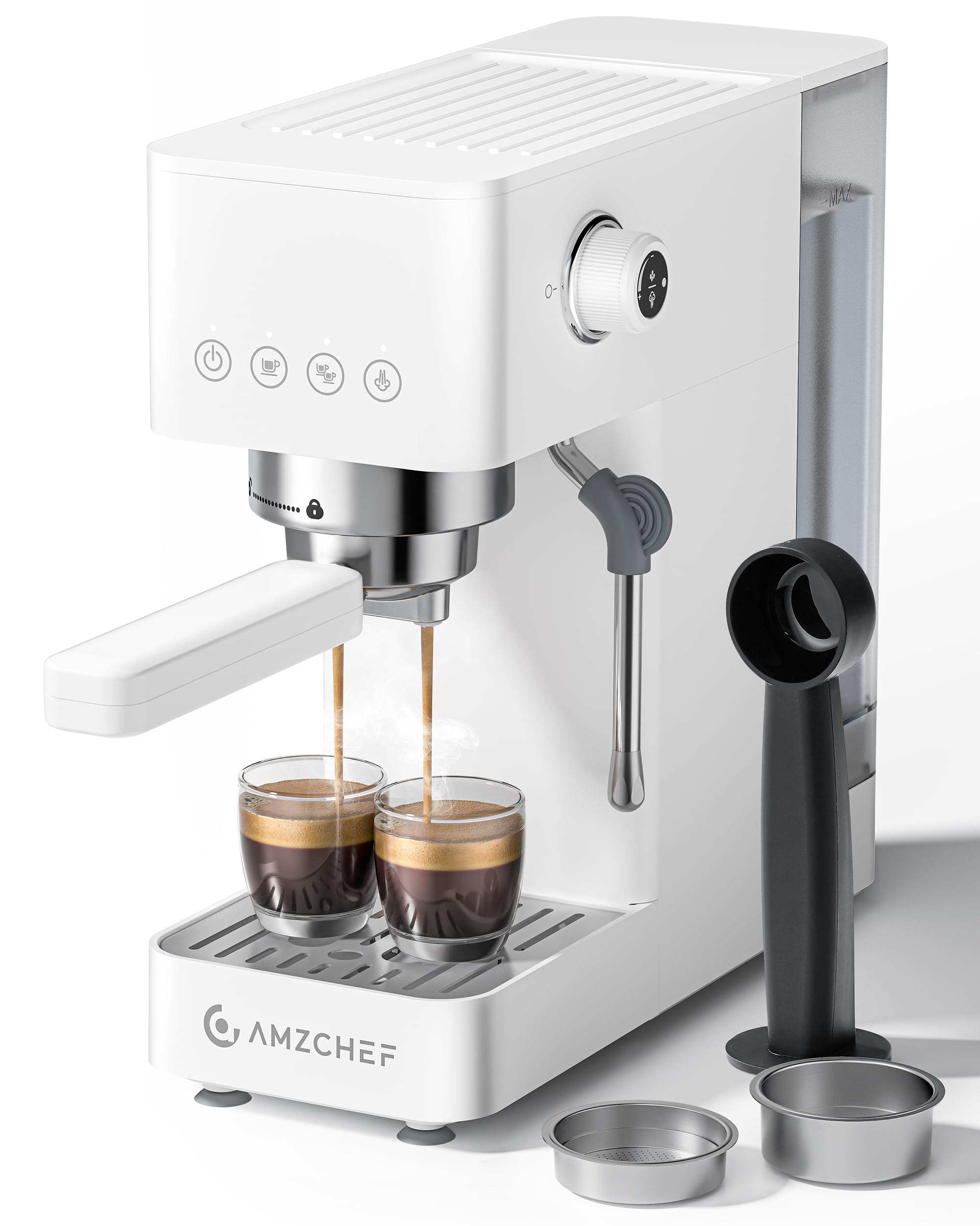 Photo 1 of AMZCHEF Espresso Machine 20 Bar, Compact Espresso Maker with Steam Milk Frother, Coffee Maker with 50oz Removable Water Tank for Home, Coffee Machine for Cappuccino, Latte, Americano, 1350W