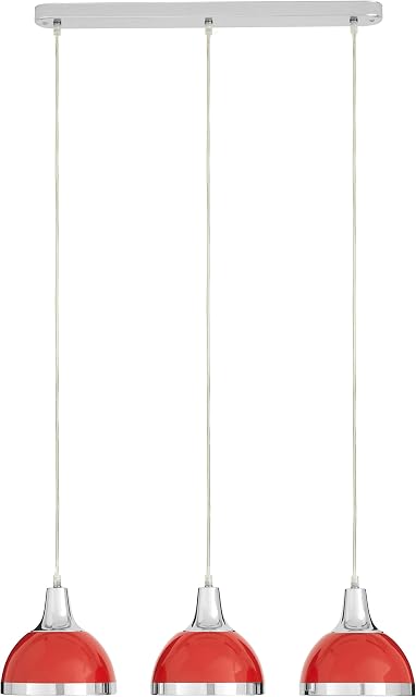 Premier Housewares E27 Edison Screw 40 W 3 Ceiling Light Shade Ceiling Lights Red Pendant Lighting Ceiling Pendant H120xW68xD18