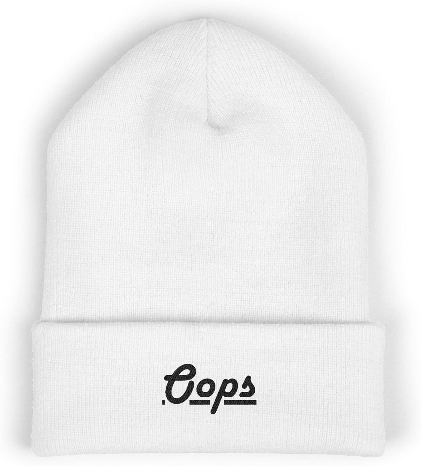 Premium Classic Cuffed Beanie Hat with 'Oops' Embroidery Message