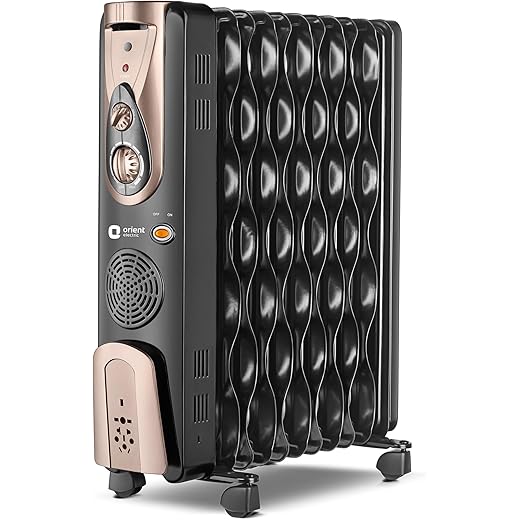 Orient Electric Comforter Collection 11 fin Oil Filled Radiator | Advanced S-Shaped Fins |2900W Power| with PTC Fan Heater| 3 Heat Settings | 2 Years Warranty, Black