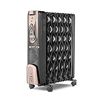 Orient Electric OFCC13B3A Oil Filled Radiator Pedestal Room Heater Black Gold