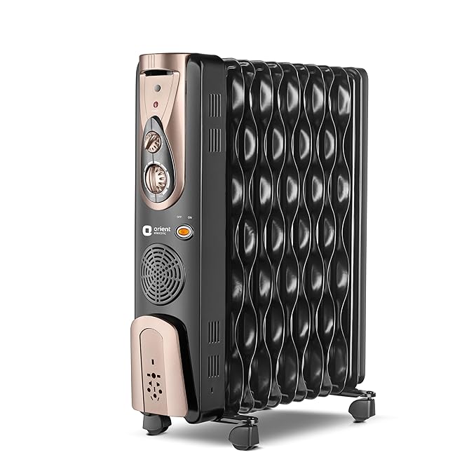 Orient Electric Comforter Collection 11 fin Oil Filled Radiator | Advanced S-Shaped Fins |2900W Power| with PTC Fan Heater| 3 Heat Settings | 2 Years Warranty, Black
