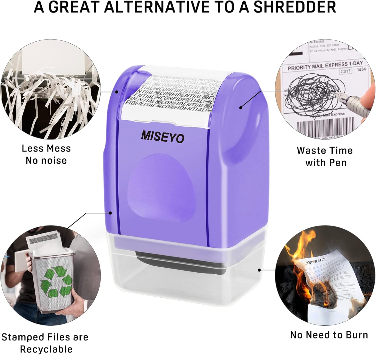 Miseyo Identity Theft Protection Roller Stamps（Purple） for Data Barcode ID Privacy with 3 Pack Refill Ink image 8 of 8 B09SG7FT1R