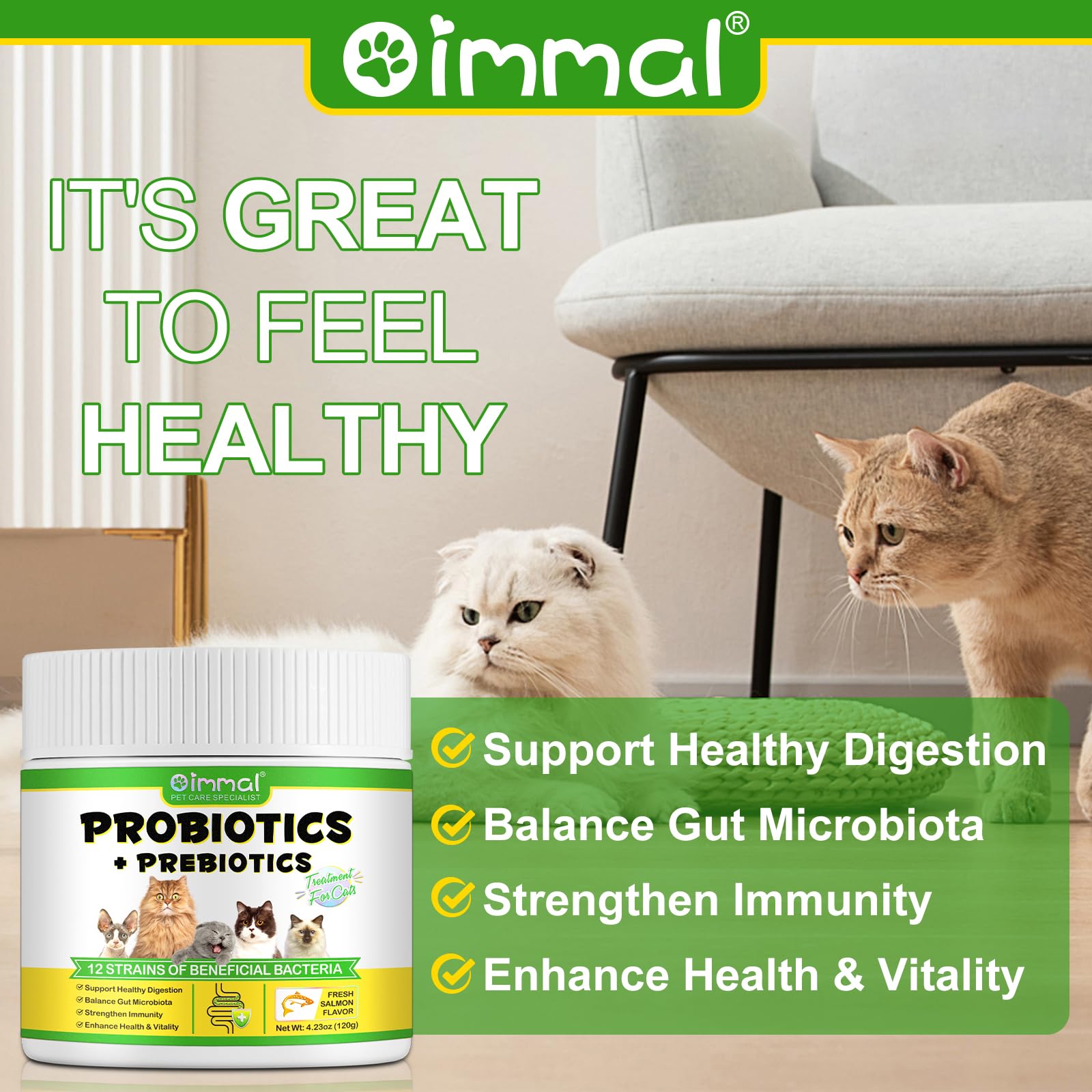 Cat Probiotic Powder, Cat Probiotics for Gut Health Probiotic Powder for Cats Cats Digestive Supplement - Image 2