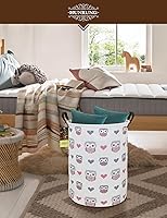 Vista 7 de HUNRUNG - Cesta de lavandería grande de tela de lona ligera, cesta de almacenamiento para juguetes/ropa sucia, plegable, impermeable