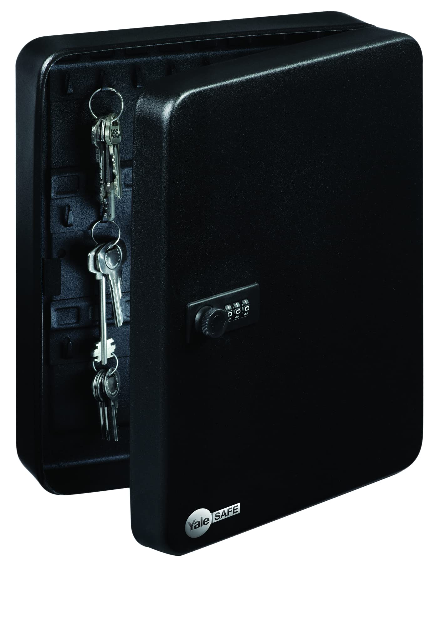 Yale YALYSKB000 Armario para 20 Llaves con Cerradura de Combinación Montaje en Pared Metal Negro 20x16x8 cm