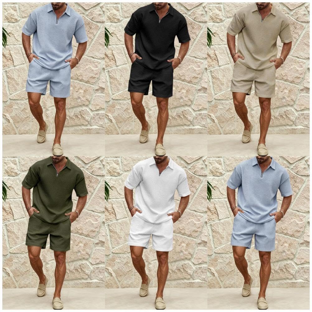 Chándal de Hombre 2 Piezas Manga Corta T-Shirt Jogging Pantalones Cortos de Deporte Conjunto Chándals Verano Polos Camisetas + Conjuntos de Shorts