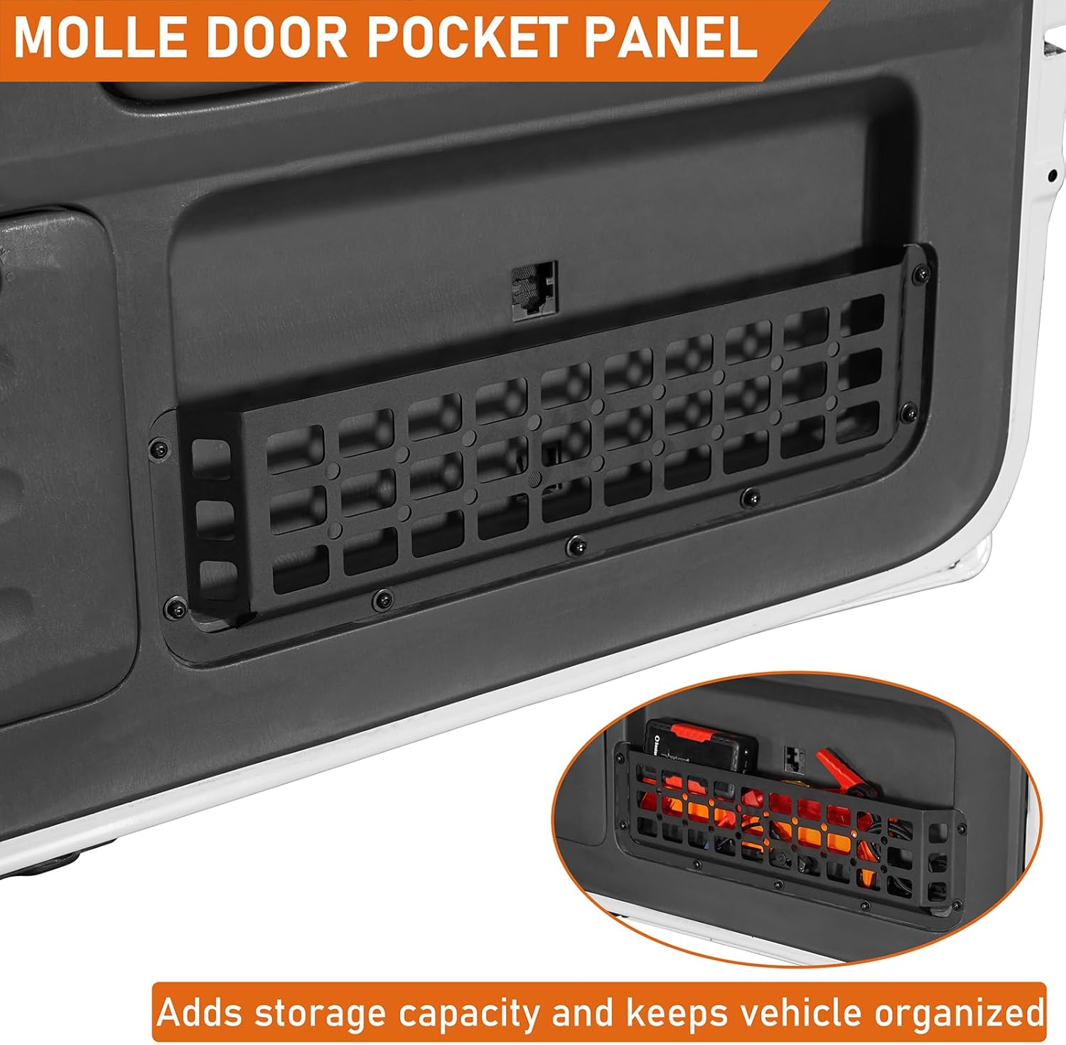 Hooke Road GX470 Tailgate MOLLE Panel Rear Door Storage Pocket for 2003-2009 Lexus GX470, Steel Cargo Rack Interior Accessories
