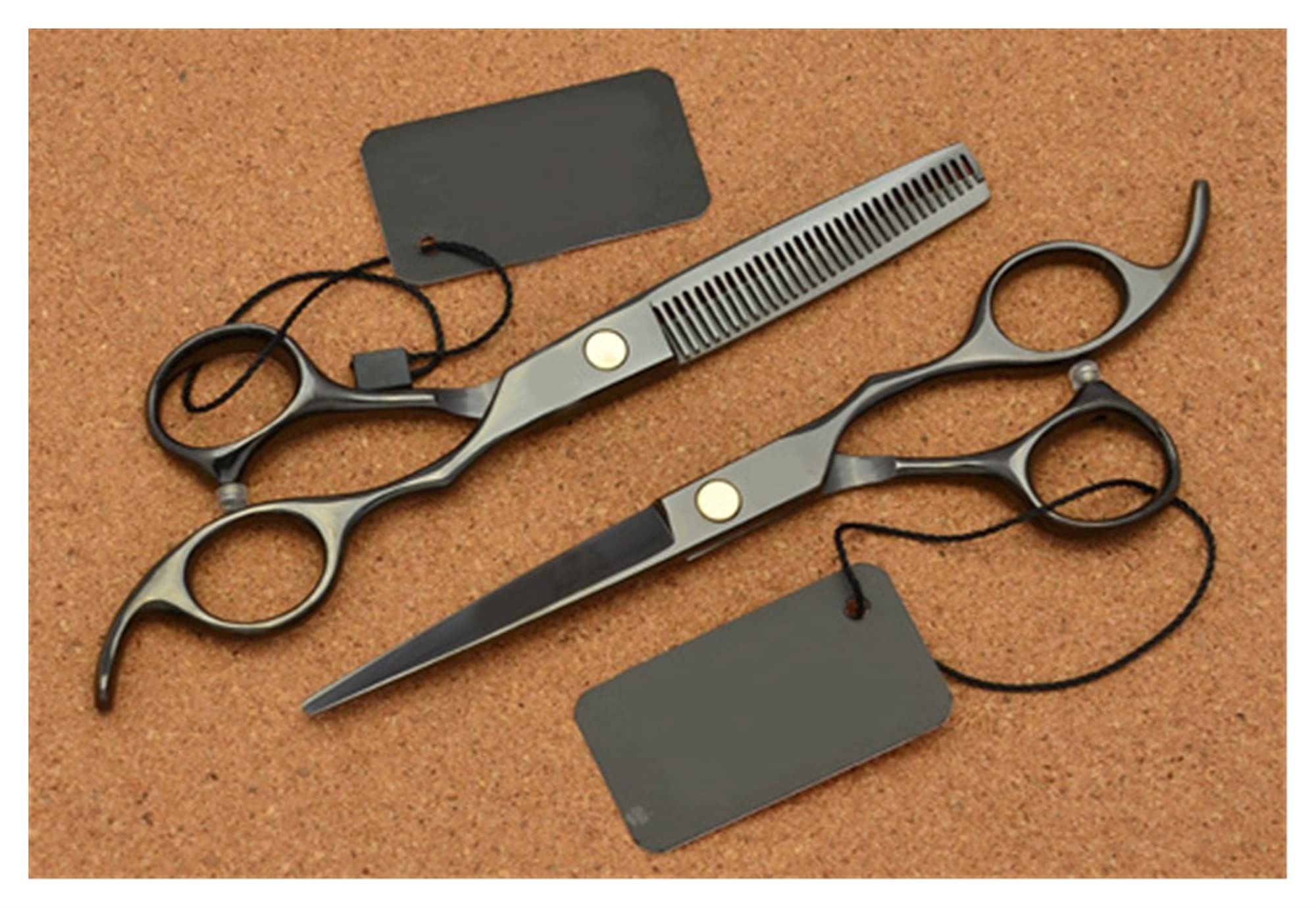 Schere Zum Haareschneiden, 6,0 Zoll, Schwarz, Professionelle Echthaarschere, Friseurschere, Effilierschere, Haarschneideset, Schneiden Ohne Etui-Q(Set No Case-Q)
