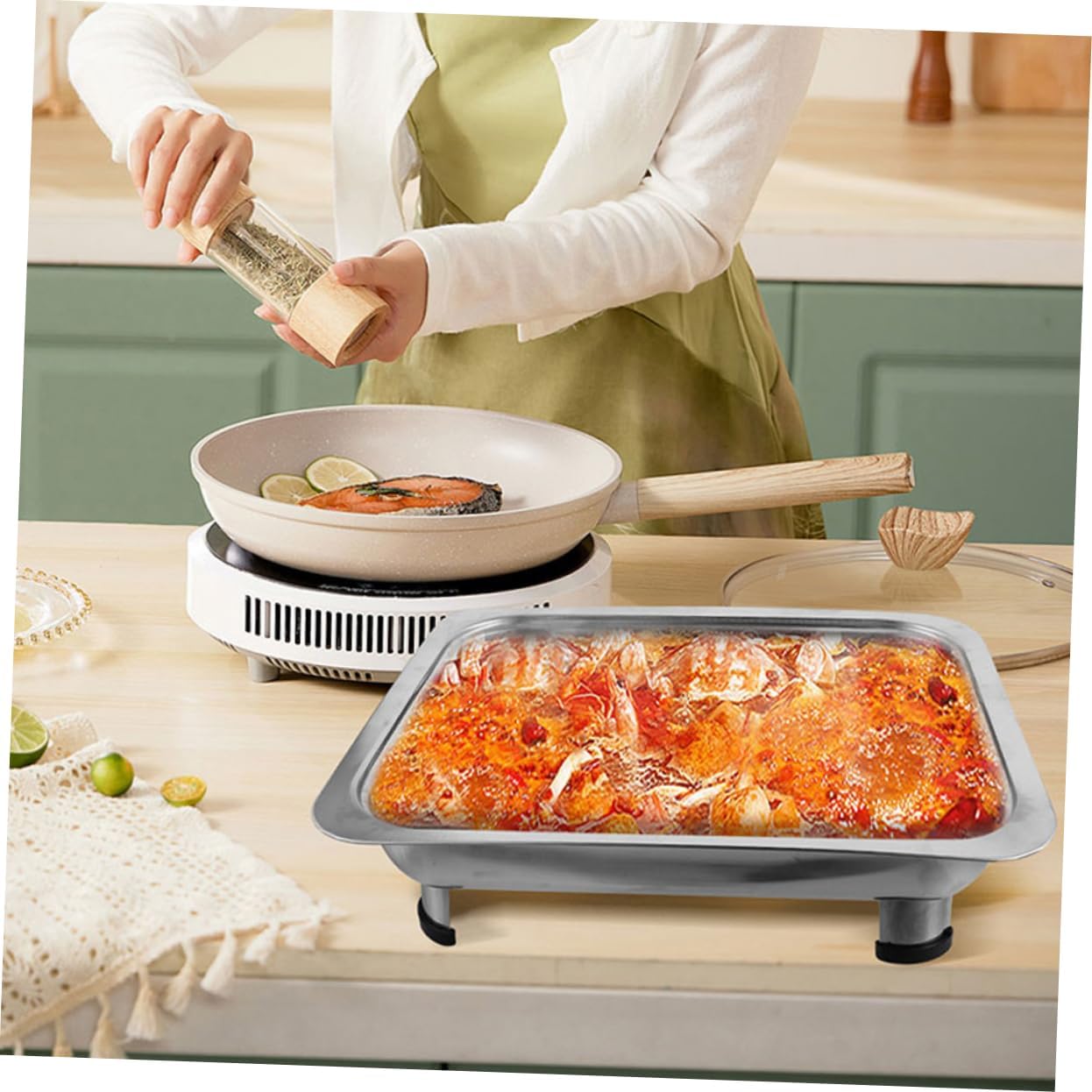 Ciieeo Stainless Steel Chafing Dish Warmer Buffet Server for Catering Outdoor Events Parties for Grilling Fish Exceptional Longevity Versatile Use