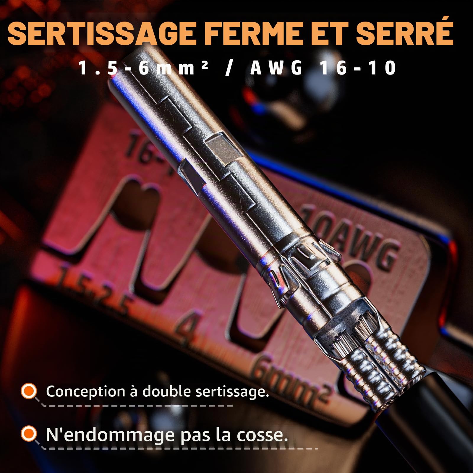 PEBA Pince à Sertir Solaire pour câble PV de 1,5-2,5/4/6 mm² Connecteurs Panneau Solaire, avec 6 paires Solaire Connecteurs, Outils de Sertissage Connecteurs Solaires - Solar PV Crimp Tool Kit
