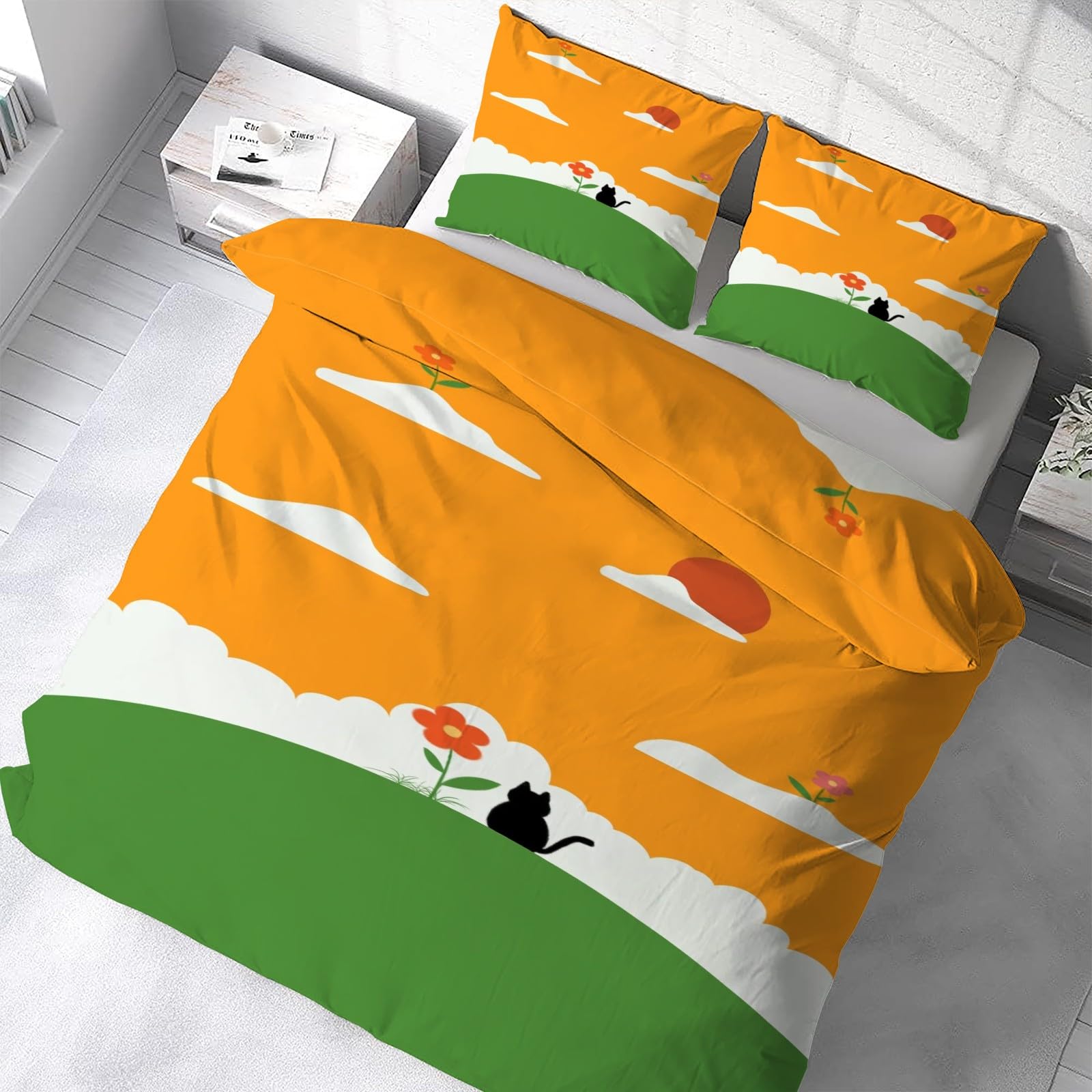 Housse de couette 220x240 imprimé dessin animé avec parure de lit microfibre